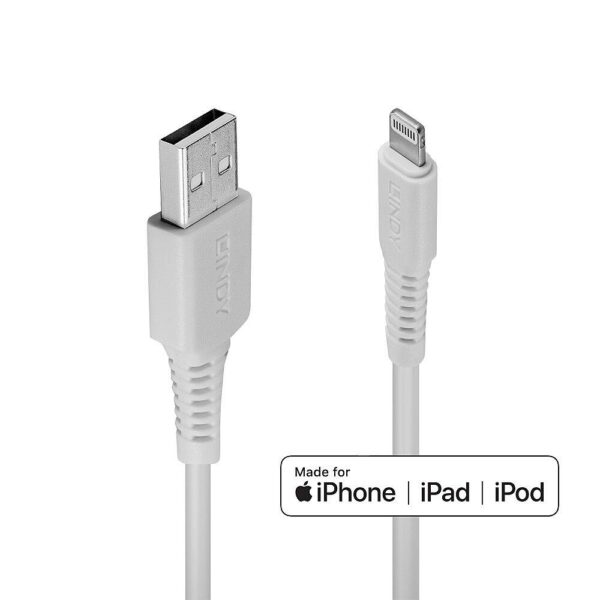 CABLU alimentare si date Lindy pt.smartphone Lightning (T) la USB 2.0 (T), 0.5 m, PVC, alb, „LY-31325” (timbru verde 0.08 lei)