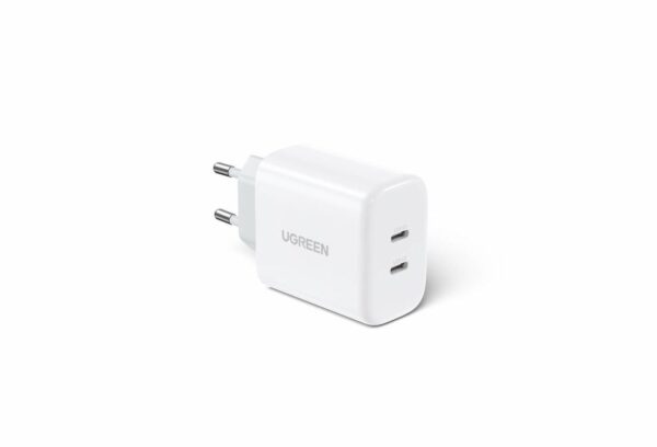 INCARCATOR retea Ugreen, „CD243” Quick Charge 40W, 2 x USB Type-C 5V/3A, alb „10343” (timbru verde 0.18 lei) – 6957303813438