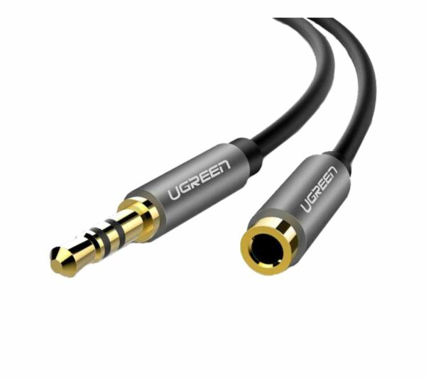 CABLU audio Ugreen, „AV118” stereo 3.5 mm jack (T) la 3.5 mm jack (M), 3m, conectori auriti, negru „10595” (timbru verde 0.18 lei) – 6957303815951