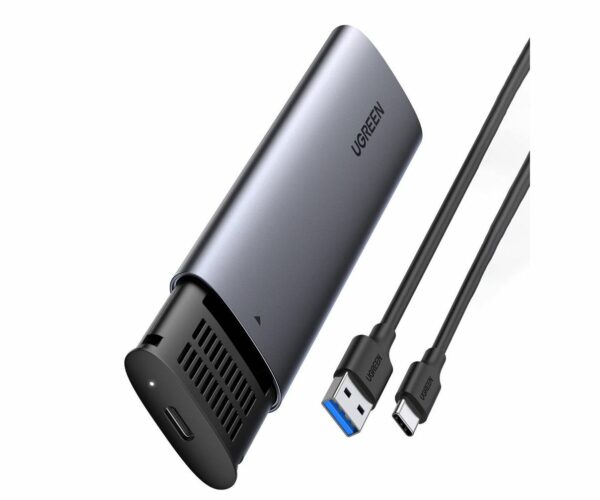 RACK extern Ugreen, „CM400” pt SSD M.2 NGFF SATA compatibile cu form factor 2280, 2260, 2242 si 2230, cablu inclus de 50 cm USB Type-C la USB, 5Gbps, aluminiu, gri „10903” (timbru verde 0.8 lei) – 6957303819034