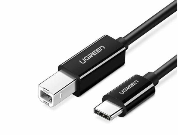 CABLU USB Ugreen pt. imprimanta, „US241” USB Type-C (T) la USB 2.0 Type-B (T), 2m, negru, „50446” (timbru verde 0.08 lei) – 6957303854462