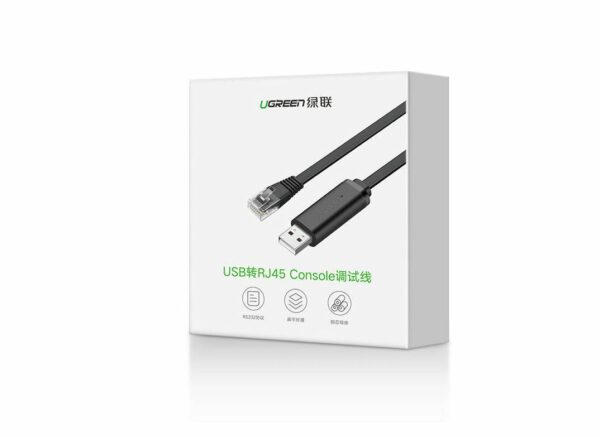 CABLU USB Ugreen adaptor, „CM204” cablu consola USB 2.0 (T) la RJ-45(T), 1.5m, negru, „50773” (timbru verde 0.08 lei) – 6957303857739