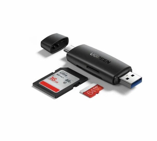 CARD READER extern Ugreen, „CM304” interfata USB 3.0 si USB Type-C, citeste/scrie: SD, microSD viteza pana la 5Gbps, suporta carduri maxim 2 TB, plastic, black „80191” (timbru verde 0.03 lei) – 6957303881918