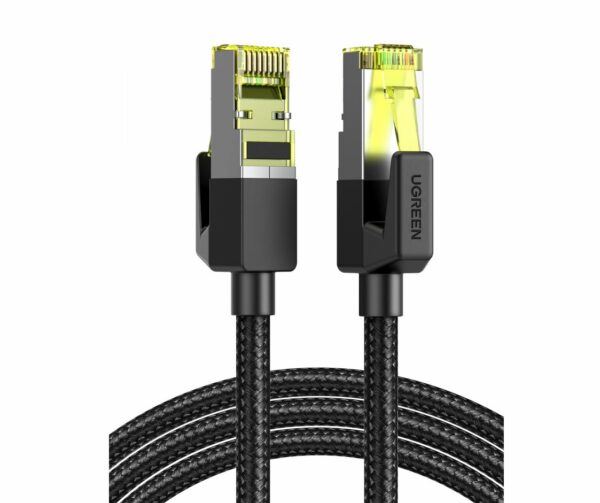 PATCH CORD UTP Ugreen Cat7, „NW150” cablu shielded rotund, viteza maxima 10 Gbps, braided, 5m, negru „80425” (timbru verde 0.18 lei) – 6957303884254