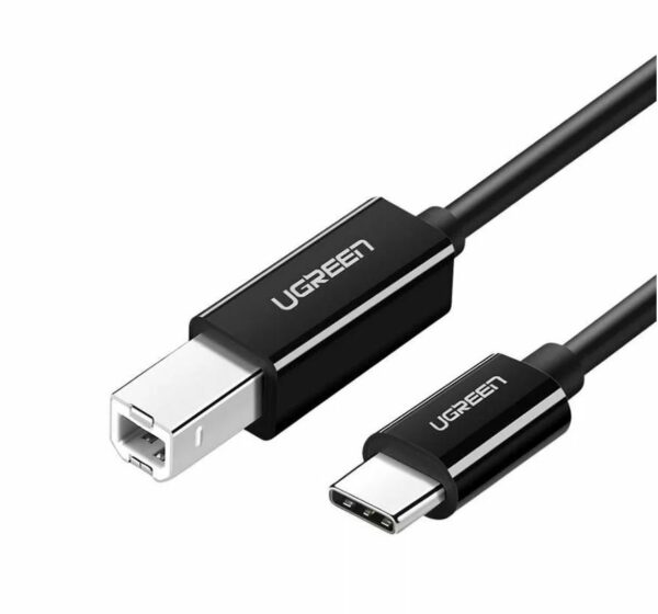 CABLU USB Ugreen pt. imprimanta, „US241” USB Type-C (T) la USB 2.0 Type-B (T), 1m, negru, „80811” (timbru verde 0.08 lei) – 6957303888115