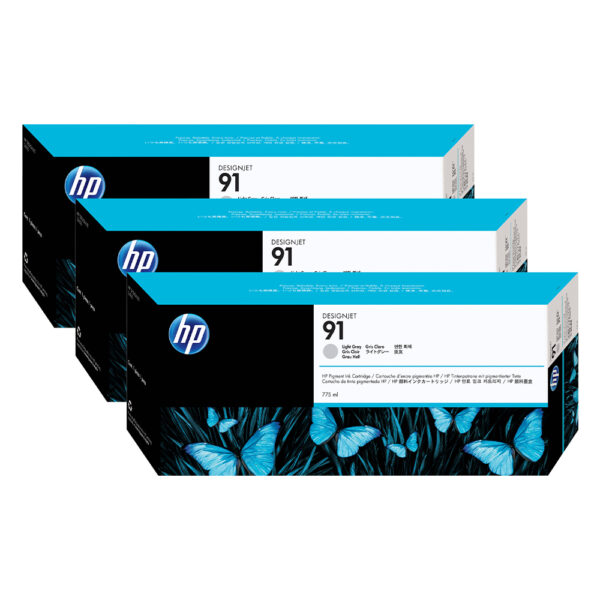 Tri-Pack Original HP Light Grey, nr.91, pentru DesignJet Z6100, 3x775ml, (timbru verde 0.45 lei)”C9482A”