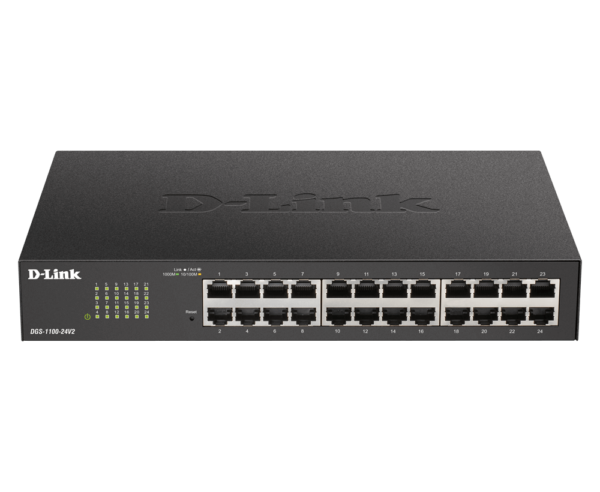 SWITCH D-LINK SMART 24 porturi Gigabit carcasa metalica, rackabil, „DGS-1100-24V2/E” (timbru verde 2 lei)