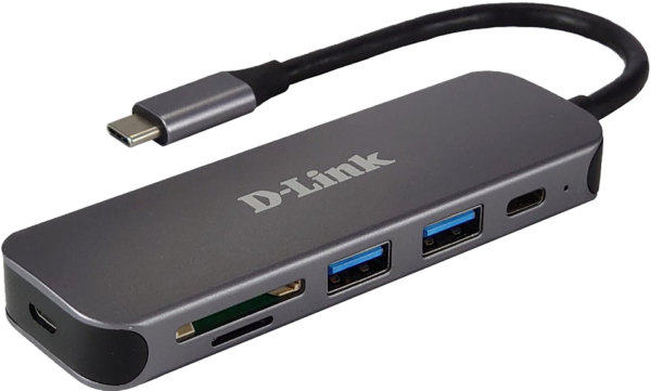 HUB extern D-LINK, porturi 2 x SuperSpeed USB 3.0, 1 x USB-C (Thunderbolt 3) port with data sync, Dual-Slot SD/microSD/SDHC/SDXC Card Reader, conectare prin USB Type C, cablu 10 cm, metalic, argintiu „DUB-2325” (timbru verde 0.8 lei)