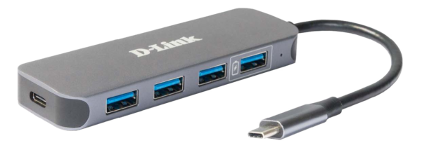 HUB extern D-LINK, porturi 3 x SuperSpeed USB 3.0, 1 x with Quick Charge, 1 x USB-C (Thunderbolt 3) port with data sync 60W, conectare prin USB Type C, cablu 10 cm, metalic, argintiu „DUB-2340” (timbru verde 0.8 lei)