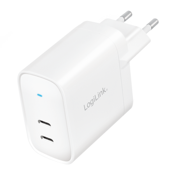 ALIMENTATOR retea 220V LOGILINK, universal, 2 x USB-C, maxim 11V/1.8A, GaN 40W, suport OCP/OVP/OHP/SCP, alb, „PA0282” (timbru verde 0.18 lei)