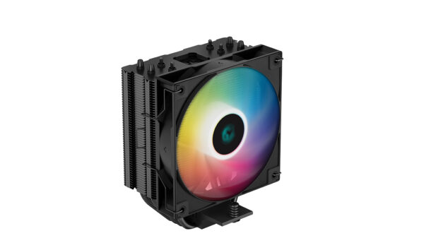 Cooler Deepcool „AG400 BK ARGB”, compatibil skt. Intel si AMD, racire cu aer, ventilator 120 mm x 2, 2000 rpm, inaltime cooler 150 mm, 4 heatpipe, iluminat ARGB „R-AG400-BKANMC-G-2” (timbru verde 0.8 lei)