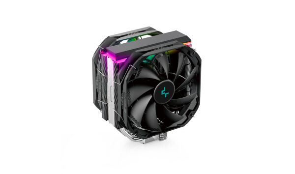 Cooler Deepcool „AS500PLUS”, compatibil skt. Intel si AMD, racire cu aer, ventilator 120 mm x 2, 1200 rpm, inaltime cooler 164 mm, 5 heatpipe, iluminat RGB „R-AS500-BKNLMP-G” (timbru verde 0.8 lei)