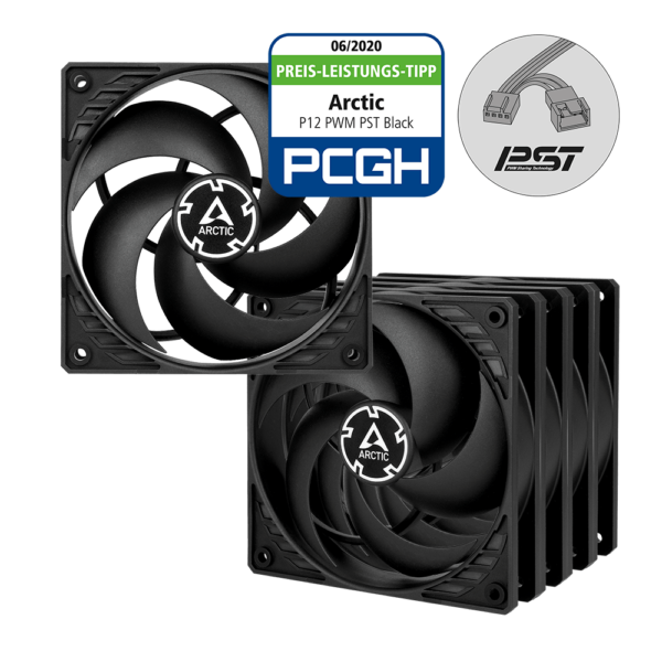 VENTILATOR ARCTIC PC, P12 PWM PST (Black) – 5 Pack,”ACFAN00137A”