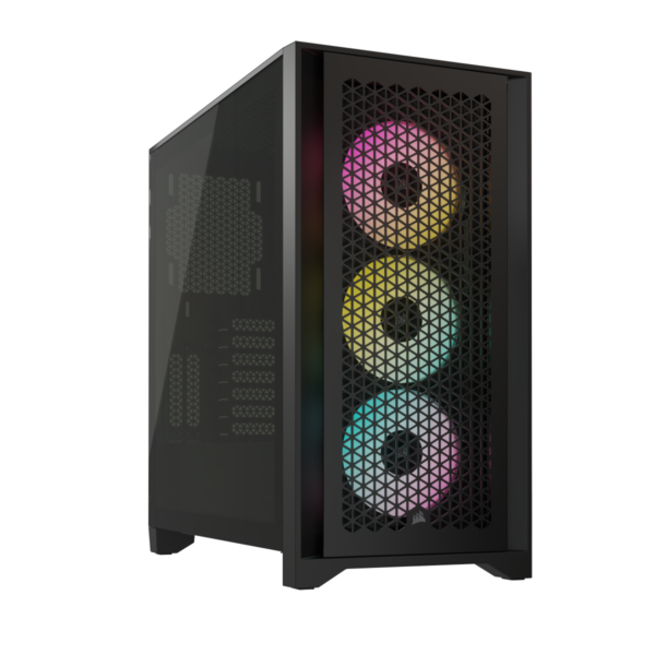 CARCASA Corsair iCUE 4000D RGB AIRFLOW Mid-Tower Case, Black – 3x AF120 RGB ELITE Fans – iCUE Lighting Node PRO Controller – High-airflow Design „CC-9011240-WW” (timbru verde 0.24 lei)