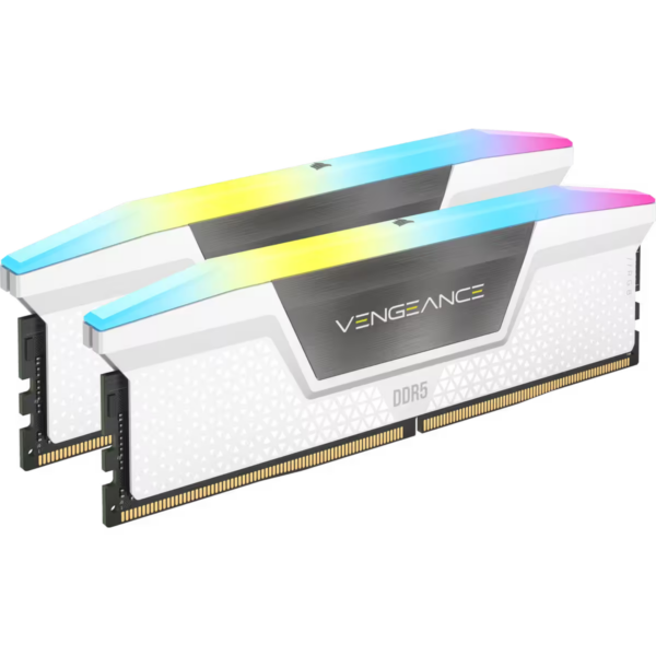 Corsair Vengeance RGB 64GB (2x32GB), DDR5, 5200MHz, CL40, 2x32GB, 1.25V Intel XMP, Alb „CMH64GX5M2B5200C40W”