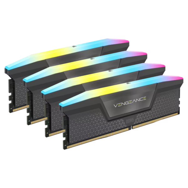 Corsair Vengeance RGB 64GB (4x16GB), DDR5, 5600MHz, CL36, 4x16GB, 1.25V AMD EXPO, Negru „CMH64GX5M4B5600Z36”