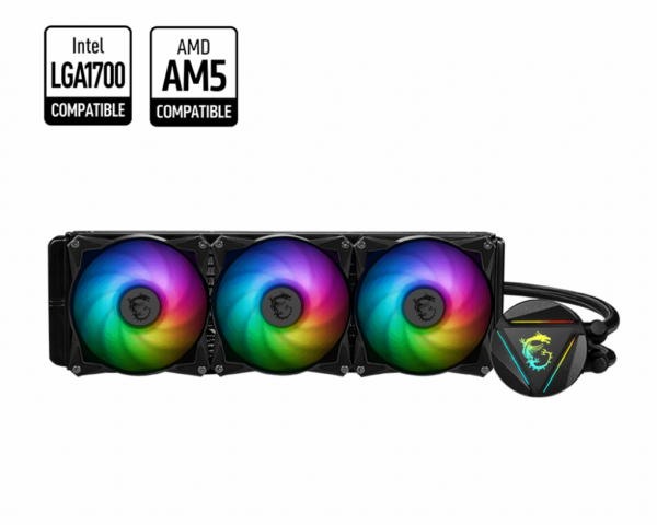 Cooler MSI „CORELIQUID 360R V2”, skt universal, racire cu lichid, ventilator 120 mm x 3, 2000 rpm, iluminat RGB, „CORELIQUID 360R V2” (timbru verde 2.00 lei)