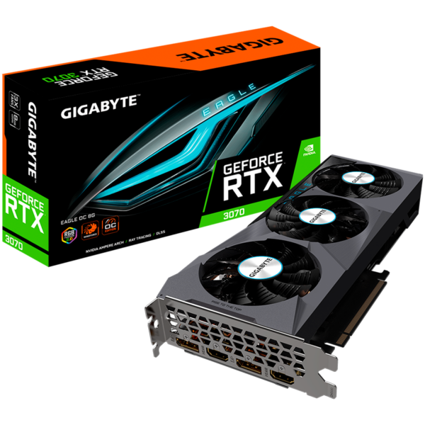 GIGABYTE Video Card NVidia GeForce RTX 3070 EAGLE OC 8GB GDDR6 256-bit WINDFORCE 3X, LHR „GV-N3070EAGLE OC-8GD 2.0”