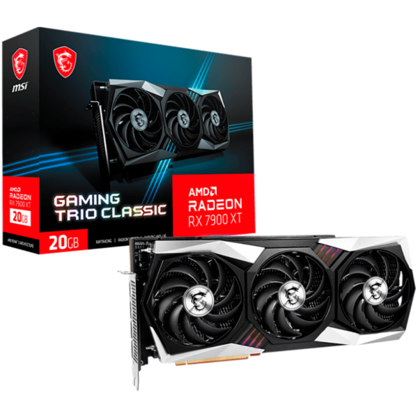 MSI Video Card AMD Radeon RX 7900 XT GAMING TRIO CLASSIC 20G, 20GB GDDR6, 320-bit, 5376 units, Boost: 2400 MHz, 3x DP 2.1, HDMI 2.1, 750W Recommended PSU, 3Y „RX_7900_XT_GAMING_TRIO_CLASSIC_20G”