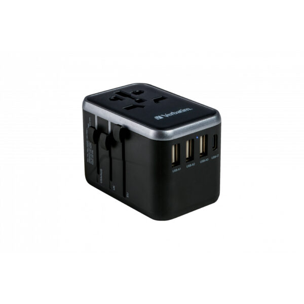 Adaptor universal Verbatim UTA-04, 6-in-1Priza cu USB-C PD si QC, USB-C, 3 x USB-A „49546” (timbru verde 0.18 lei)