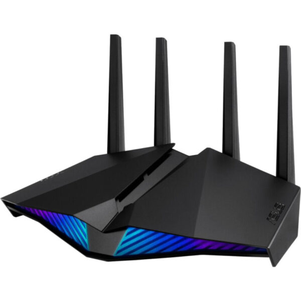 ASUS RT-AX82U V2 AX5400 Dual Band WiFi 6 Gaming Router Mobile Game Mode AiMesh support AURA RGB Gaming port Gear Accelerator „90IG07W0-MO3B10” (timbru verde 0.8 lei)