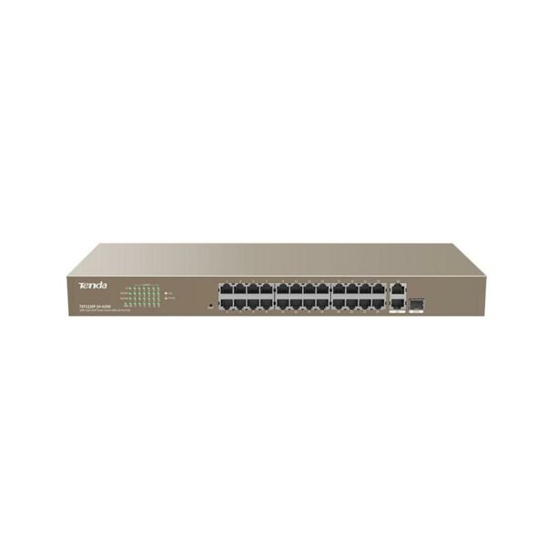 TENDA 24-PORT+2GE SMART POE SWITCH „TEF1226P-24-410W” (timbru verde 2 lei)