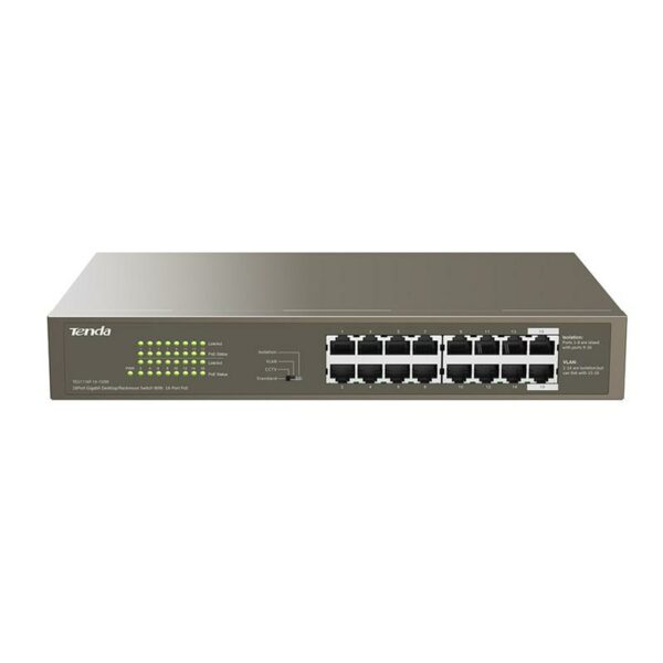 TENDA 16-PORT GIGABIT SWITCH POE 1000M „TEG1116P-16-150W” (timbru verde 2 lei)