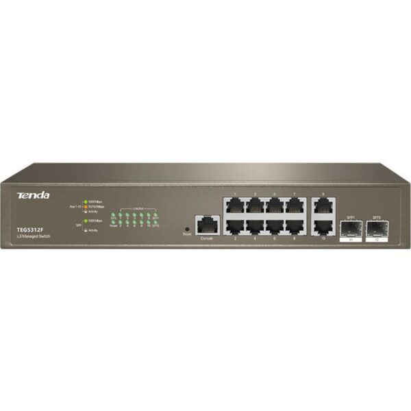 TENDA 12PORT GIGABIT L3 MANAGED SWITCH „TEG5312F” (timbru verde 2 lei)