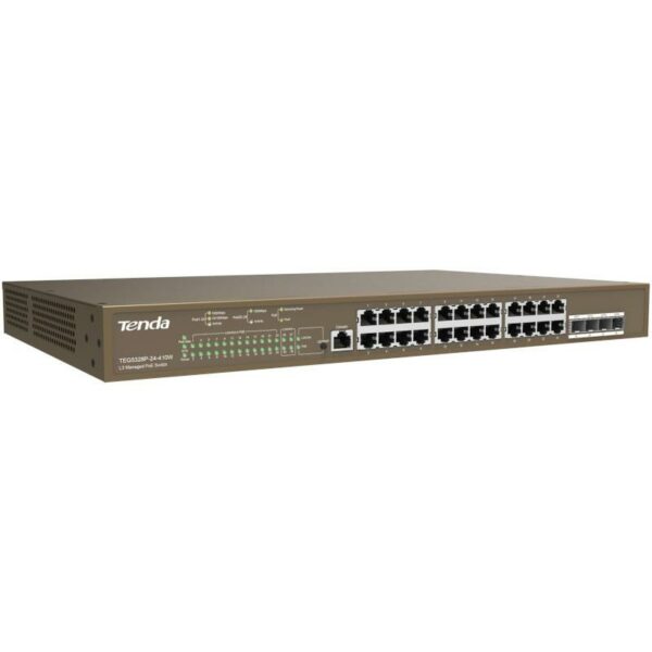 TENDA 24PORT GIGABIT L3 MANAGED SWITCH „TEG5328P-24-410W” (timbru verde 2 lei)