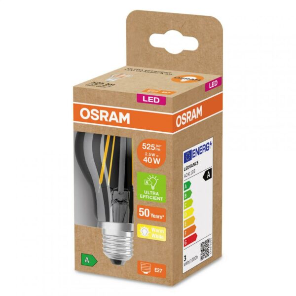 LED CLA40 2,5W/830 230V FILEAE27FS1OSRAM „000004099854009952” (timbru verde 0.45 lei)