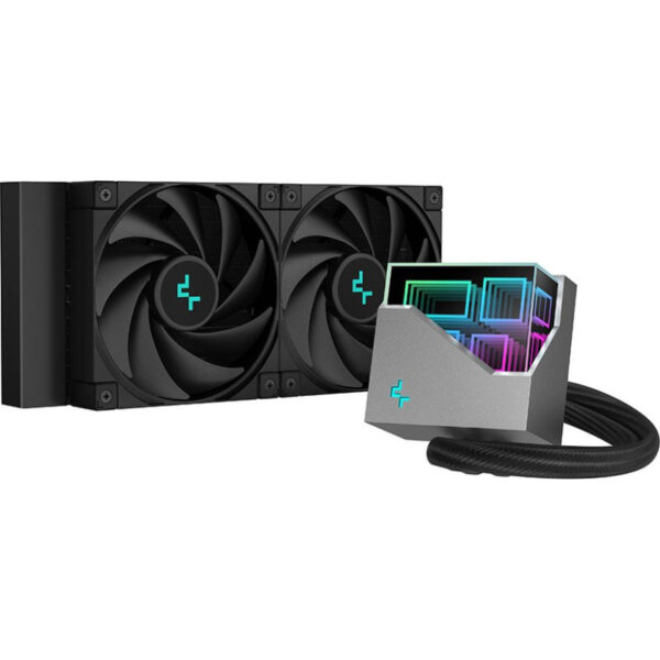 Cooler Deepcool „LT520”, compatibil skt. Intel si AMD, racire cu lichid, ventilator 120 mm x 2, 2250 rpm, iluminat RGB, „R-LT520-BKAMNF-G-1” (timbru verde 2.00 lei)
