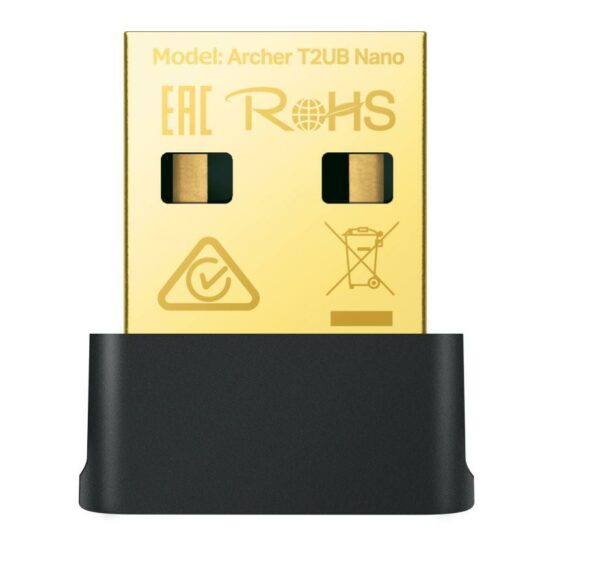 ADAPTOR RETEA TP-LINK AC600, extern wireless 2.4 GHz | 5 GHz si Bluetooth 4.2, USB 2.0, port, 600 Mbps, antena interna x 1, „Archer T2UB Nano” (timbru verde 0.18 lei)