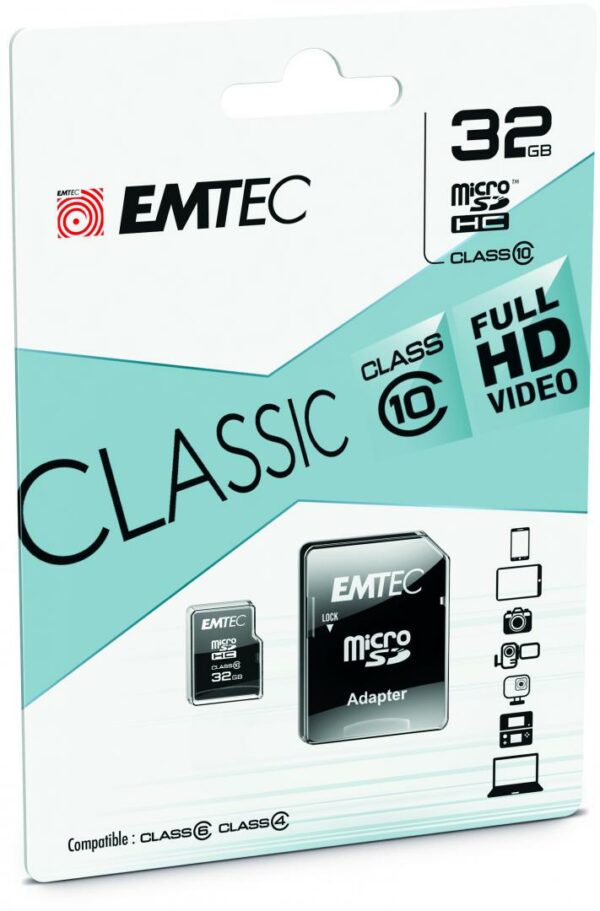 MICRO SD MICROSDHC 32GB CL10 EMTEC „ECMSDM32GHC10CG” (timbru verde 0.03 lei)