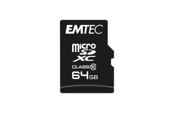 MICRO SD MICROSDHC 64GB CL10 EMTEC „ECMSDM64GXC10CG” (timbru verde 0.03 lei)