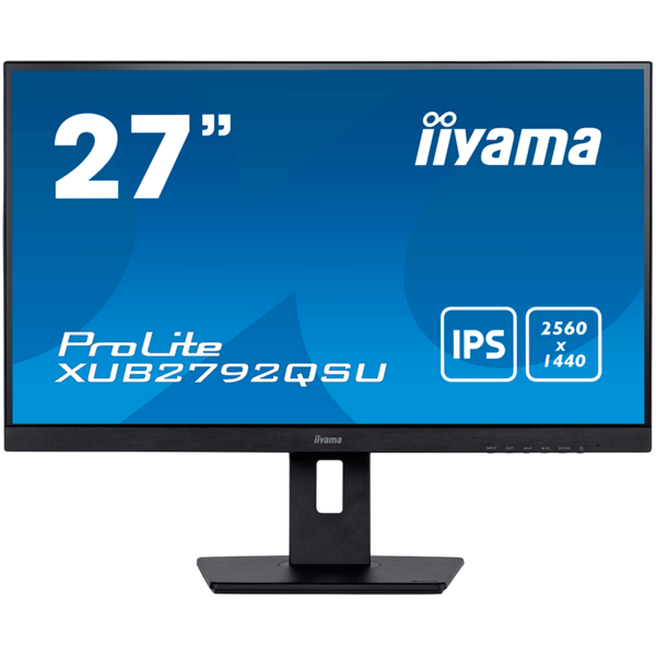 IIYAMA 27″ ETE IPS-panel, ULTRA SLIM LINE, 2560×1440 WQHD, 5ms, FreeSync, 15cm height adj. stand, 350cd/m2, VGA, HDMI, DisplayPort, Speakers, USB-HUB(2×3.0) „XUB2792QSU-B5” (timbru verde 7 lei)