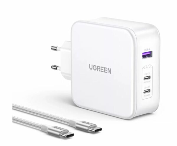 INCARCATOR retea Ugreen, Nexode „CD289” Quick Charge 140W GaN, 1 x USB, 2 x USB Tpe-C, alb „15339” (timbru verde 0.18 lei) – 6941876213399