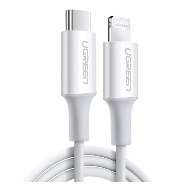 CABLU alimentare si date Ugreen, „US171”, Fast Charging Data Cable pt. smartphone, USB Type-C(T) la Lightning(T) Iphone certificare MFI, 5V-2.4A, Nickel plating, ABS, 1.5m, alb „60748” (timbru verde 0.08 lei) – 6957303867486