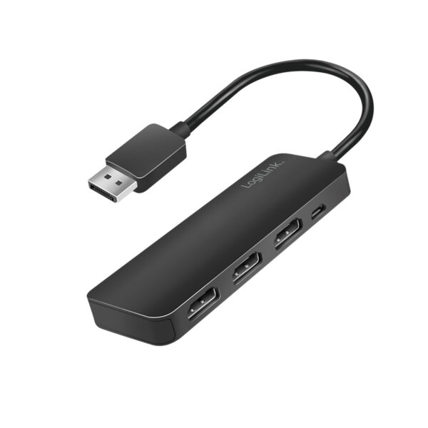 ADAPTOR video LOGILINK, splitter DisplayPort (T) la 3 x HDMI (M), rezolutie maxima UHD (3840 x 2160), 1 x 4K/60 Hz + 2 x 30 Hz, conectori nichelati, 60 Hz, 0.17 m, negru „CV0146” (timbru verde 0.18 lei)