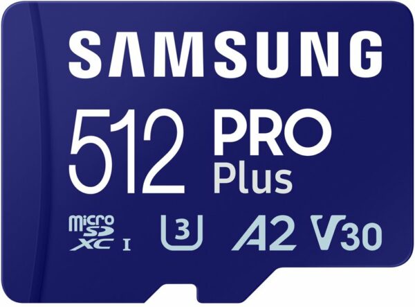 SAMSUNG PRO Plus 512GB microSD UHS-I U3 Full HD 4K UHD 180MB/s Read 130MB/s Write Memory Card Incl. SD-Adapter 2023 „MB-MD512SA/EU” (timbru verde 0.03 lei)