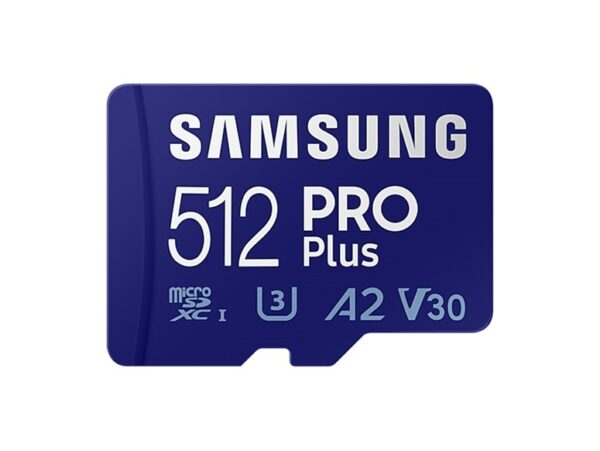 SAMSUNG PRO Plus microSD 512GB Up to 180MB/s Read and 130MB/s Write speed with Class 10 4K UHD incl. Card reader 2023 „MB-MD512SB/WW” (timbru verde 0.03 lei)