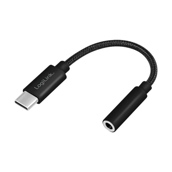 ADAPTOR audio Logilink USB-C (T) la stereo 3.5 mm jack(M), TRRS, 0.13m, negru „UA0398” (timbru verde 0.08 lei)