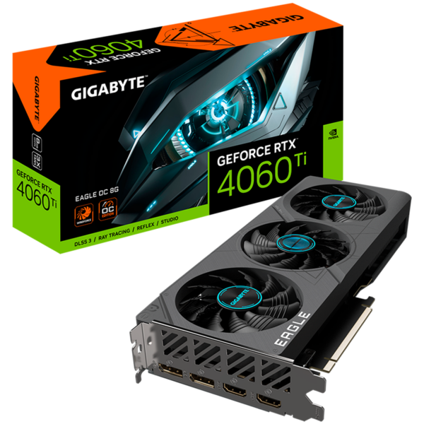 GIGABYTE Video Card NVIDIA GeForce RTX 4060 TI EAGLE OC 8G, GDDR6 8GB/128bit, PCI-E 4.0 x8, 2xHDMI, 2xDP, 1×8-pin, ATX 2-slot, Retail „GV-N406TEAGLE OC-8GD”