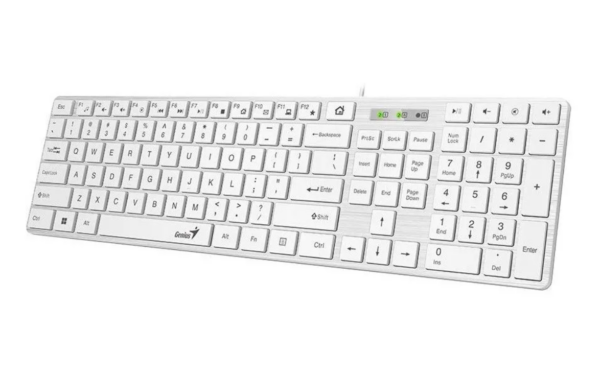 TASTATURA GENIUS USB, multimedia, 104 taste + 12 taste multimedia, alb, „SlimStar 126” „31310017408” (timbru verde 0.8 lei)