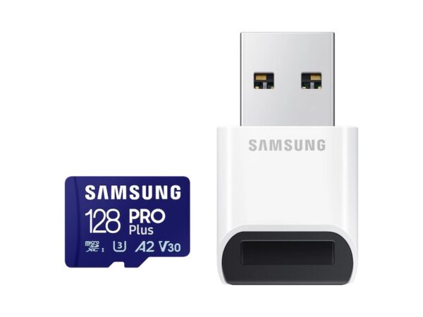Card memorie Samsung microSD PRO Plus MB-MD128SB/WW 128GB + reader „MB-MD128SB/WW” (timbru verde 0.03 lei)