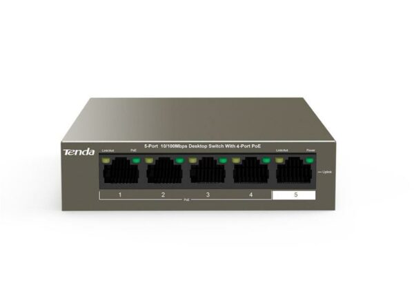 TENDA 5-PORT PoE SWITCH TEF1105P-4-38W „TEF1105P-4-38W”(timbru verde 2 lei)