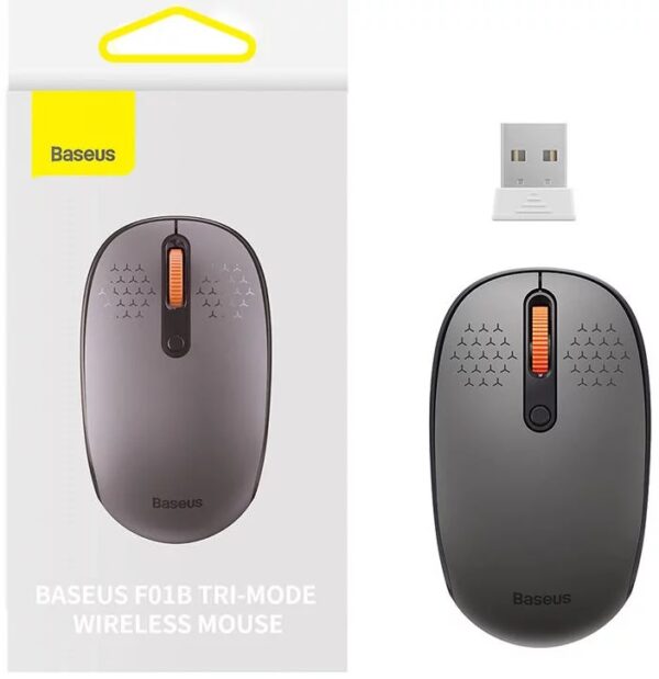 MOUSE Baseus PC sau NB wireless, 2.4GHz si Bluetooth, optic, 800/ 1200/1600 dpi,butoane/scroll 3/1, gri,”B01055502833-00″ (timbru verde 0.18 lei) – 6932172632885