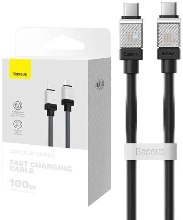 CABLU alimentare si date Baseus, Fast Charging Data Cable pt. smartphone, USB Type-C (T) la USB Type-C (T), E-marker, 100W, 1m, negru, „CAKW000201”