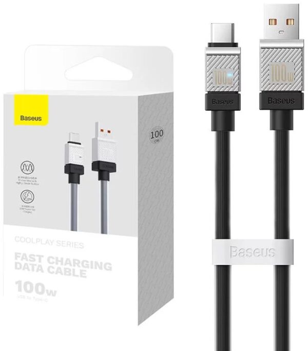 CABLU alimentare si date Baseus, Fast Charging Data Cable pt. smartphone, USB (T) la USB Type-C (T), 100W, 1m, negru, „CAKW000601”