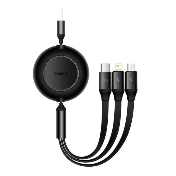 CABLU alimentare si date Baseus, Fast Charging Data Cable pt. smartphone, USB la USB-C / Lightning / Micro, 66W/2A, 480Mbps, negru „CAMJ010101”