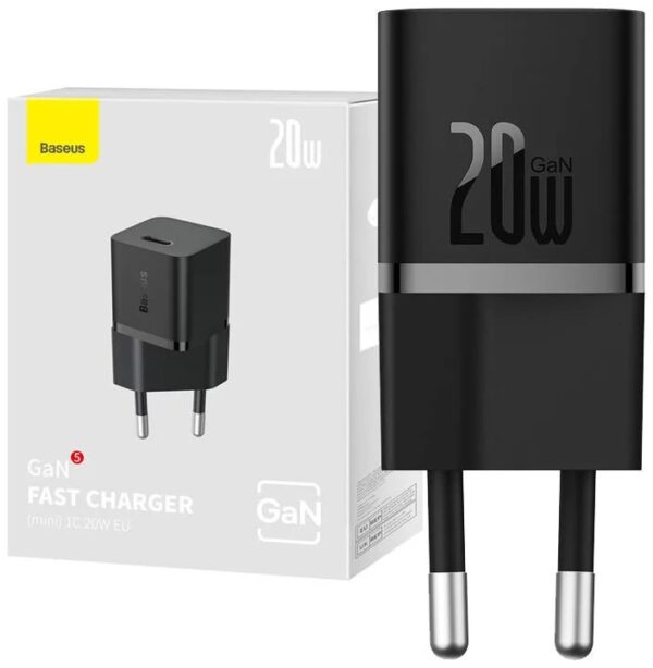 INCARCATOR retea Baseus, GaN5 Fast Charger mini 20W, 1 x USB Type-C 5V/3A, negru „CCGN050101” (timbru verde 0.18 lei) – 6932172625313